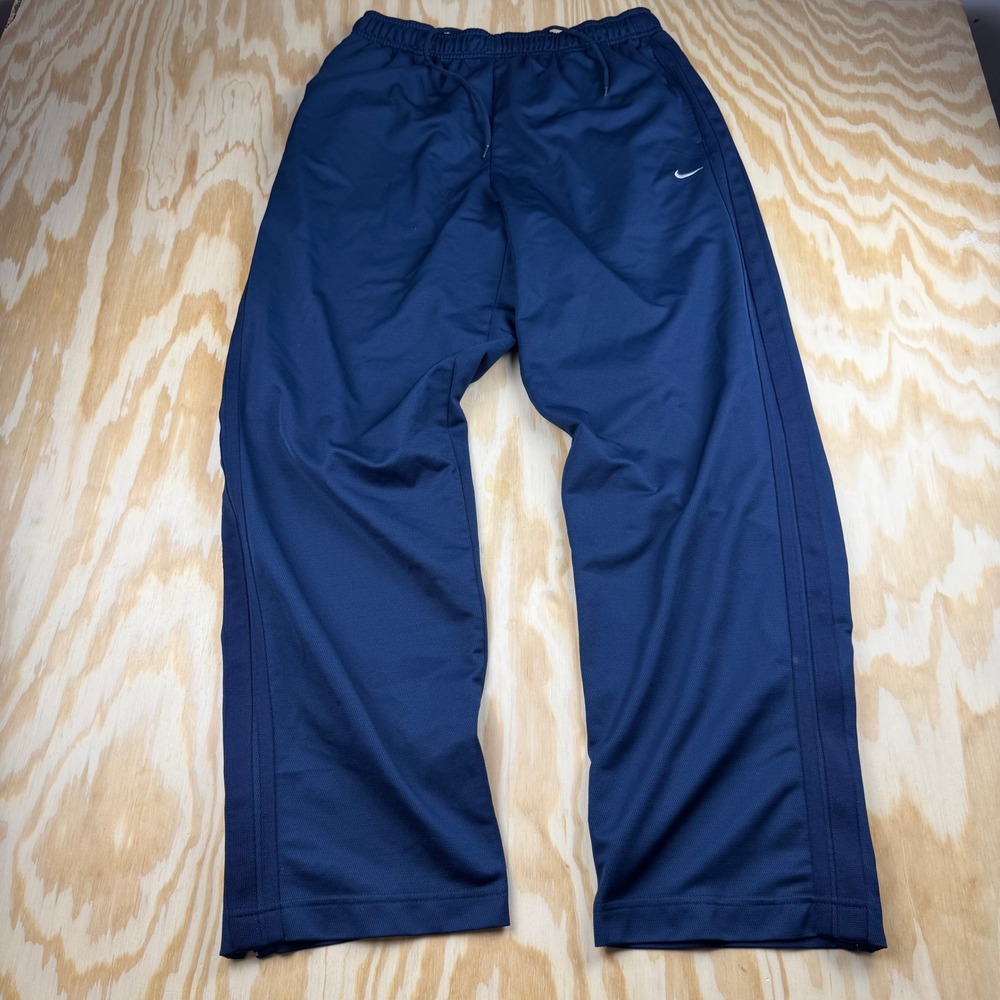 Vintage Nike Mens XL Navy Blue Track Pants Zipper Ankle Cuffs Lined Swoosh Logo